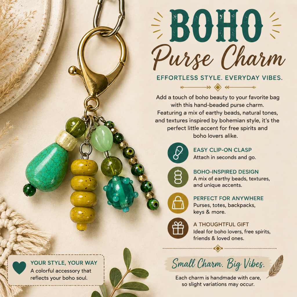 Boho Beaded Purse Charm
