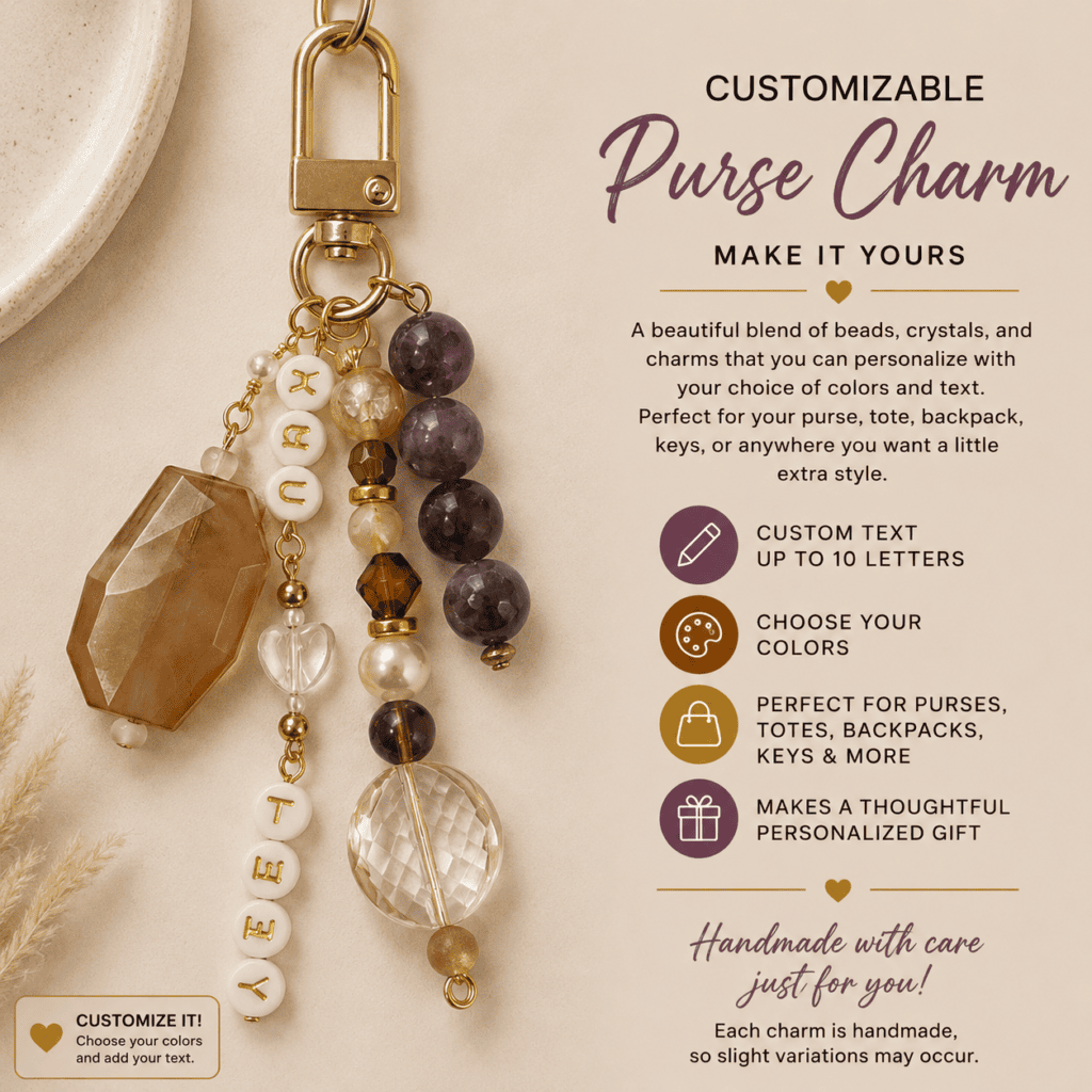 Customizable Beaded Purse Charm