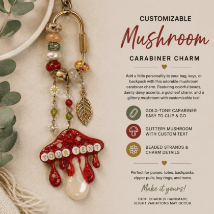 Customizable Mushroom Carabiner Charm